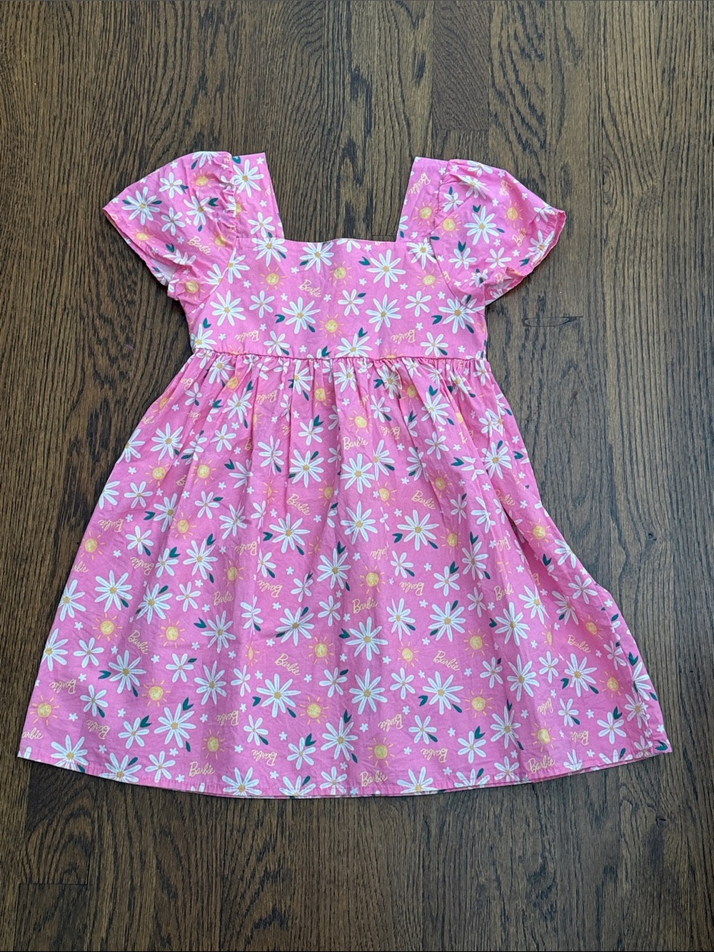 Pink Daisy Barbie Print Kids Dress